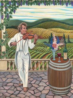 Malcom Watson a romantic violonist is playing an enchanting sonata in a beautiful vineyard.