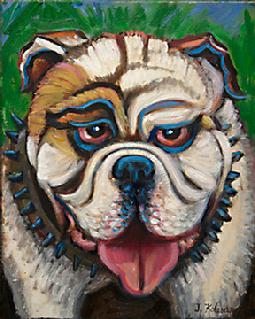 A British Bulldog Definitely makes a statement with his hand painted oil portrait.